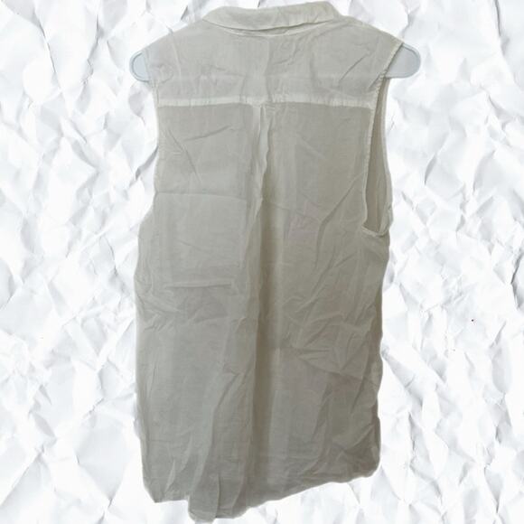 Garage White Sleeveless Sheer Button Down Blouse Shirt - Large - Picture 2 of 2